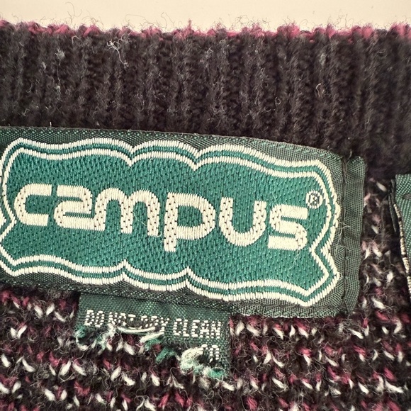 90s Campus Sweater Bold Blue, Black and Burgundy Crew Neck Vintage - Picture 5 of 10